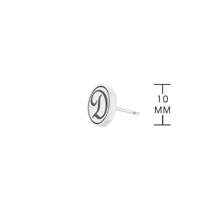 Initial D Earring white enamel round disc with black D, 10 mm diameter Lauren G Adams on Tampa Home & Garden Store
