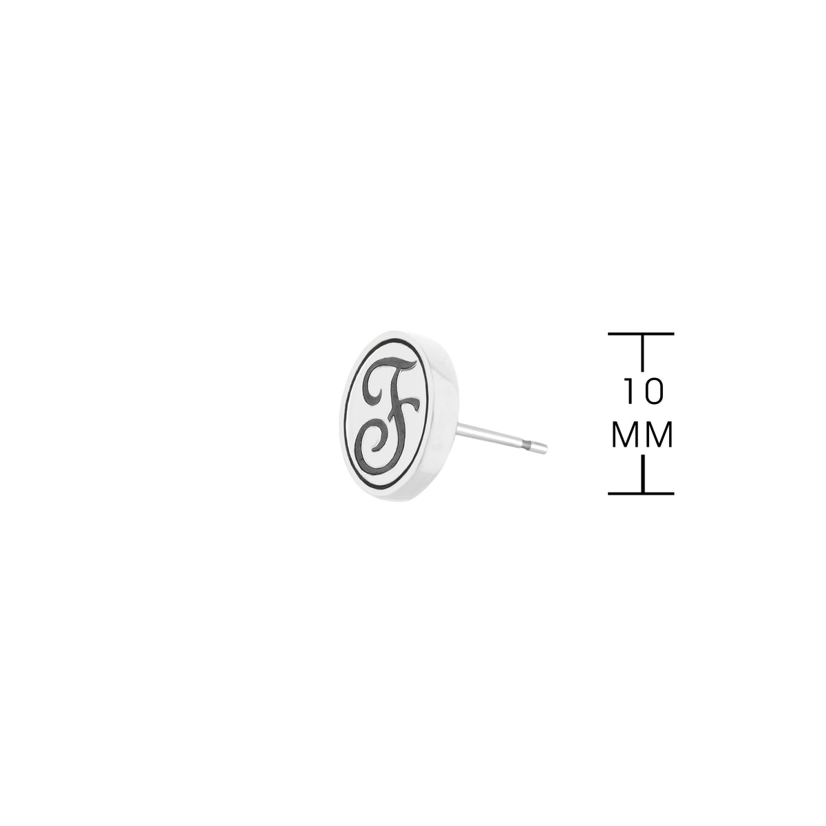 Initial F Earring white round disc with black monogram F by Lauren G Adams on Tampa Home & Garden Store