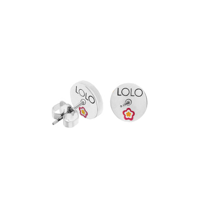 Pair of Initial G Earrings by Lauren G Adams, silver-tone round studs with LOLO lettering on Tampa Home & Garden Store