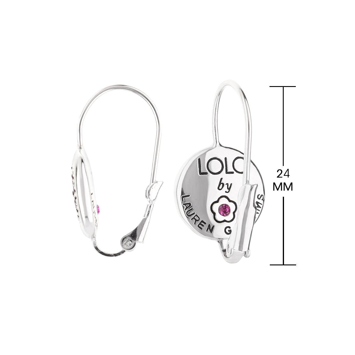 February Birthstone Color Earrings Lauren G Adams, silver lever-back pink birthstone disc on Tampa Home & Garden Store