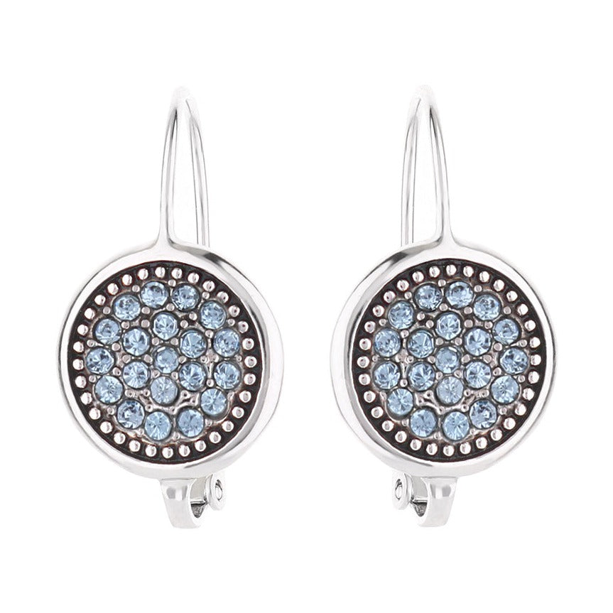 March Birthstone Color Earrings, pair by Lauren G Adams, circular disc earrings with blue stones on Tampa Home & Garden Store