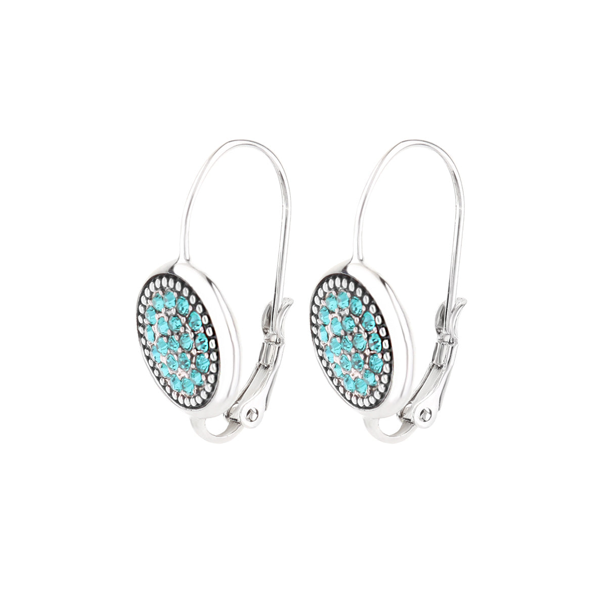 December Birthstone Color Earrings, Lauren G Adams silver-tone hoops with turquoise stones, pair on Tampa Home & Garden Store