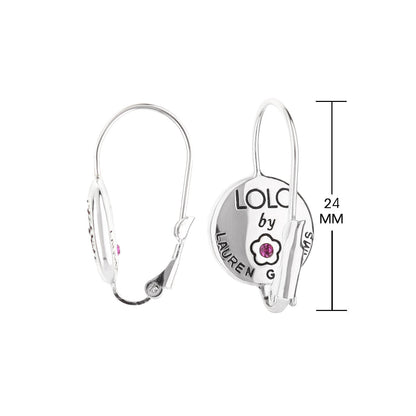 December Birthstone Color Earrings by Lauren G Adams, silver-tone lever-back with pink gem on Tampa Home & Garden Store
