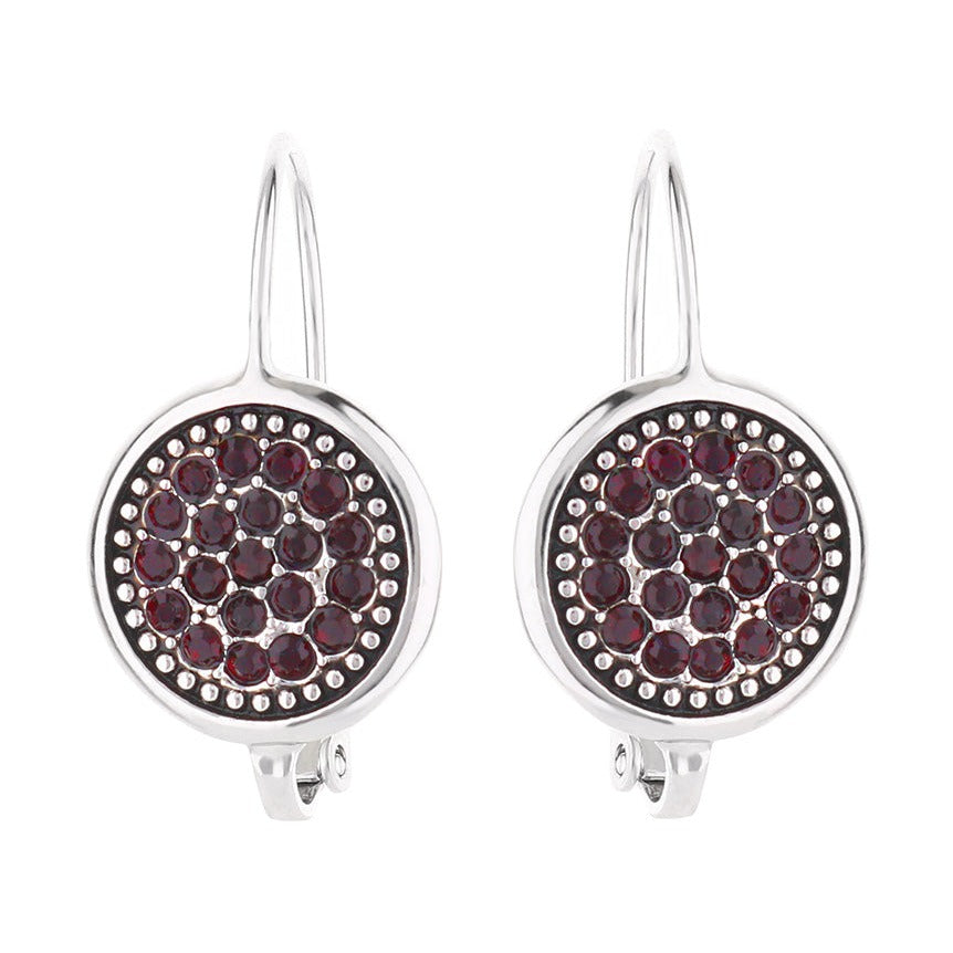 Birthstone Earrings January Garnet by Lauren G Adams, silver round disc with garnetred stones on Tampa Home & Garden Store