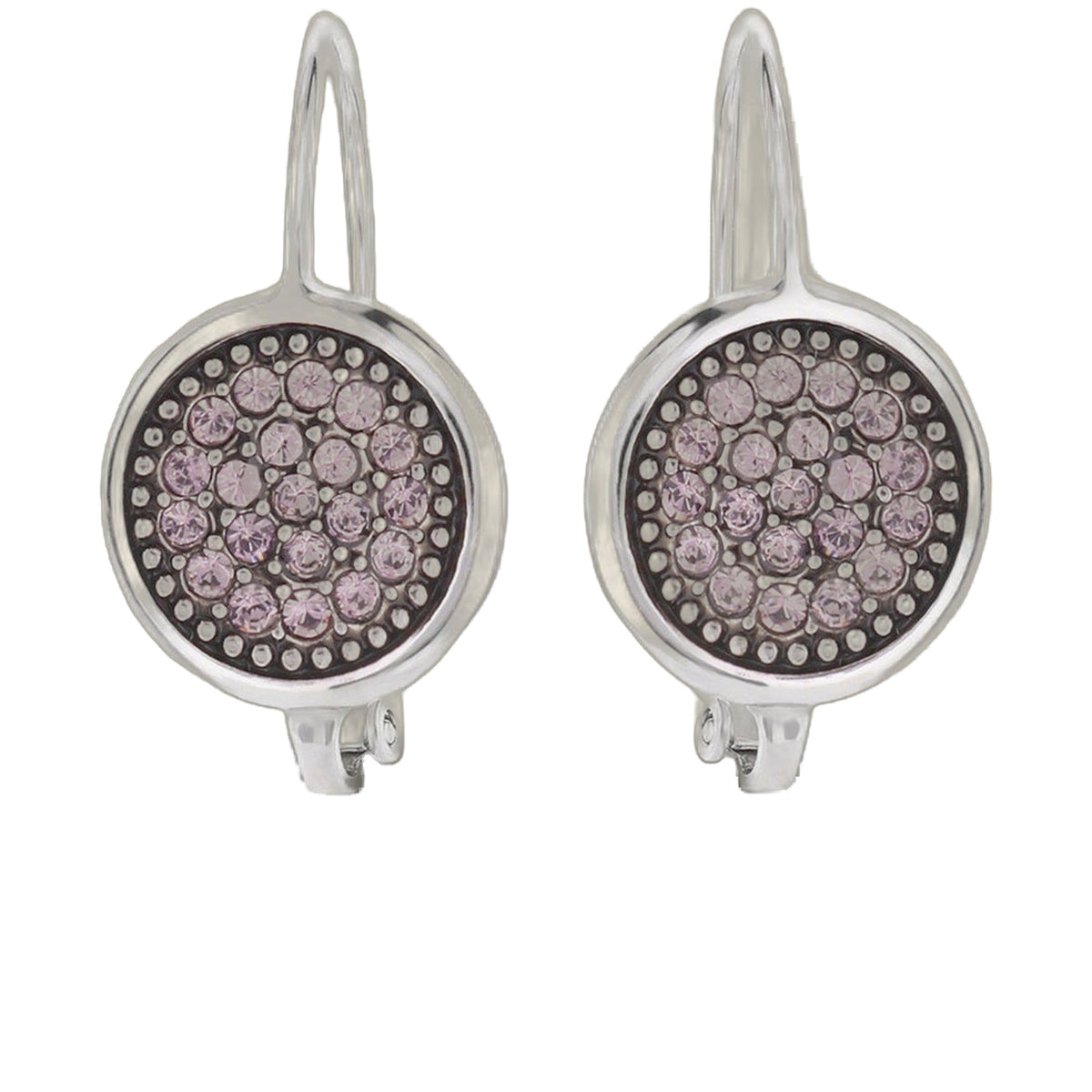 June Birthstone Color Earrings by Lauren G Adams, circular pink pavé disks, pair on Tampa Home & Garden Store