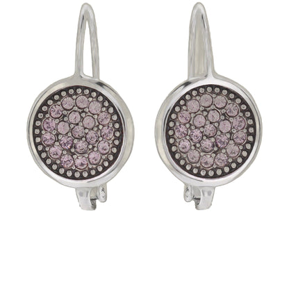 June Birthstone Color Earrings by Lauren G Adams, circular pink pavé disks, pair on Tampa Home & Garden Store