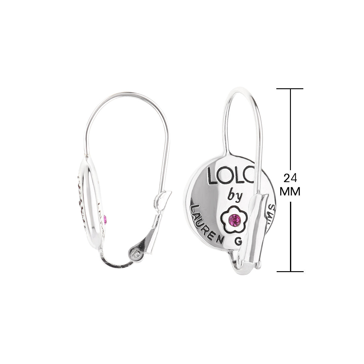Pair of lever-back birthstone earrings by Lauren G Adams, pink gemstone, 24 mm on Tampa Home & Garden Store