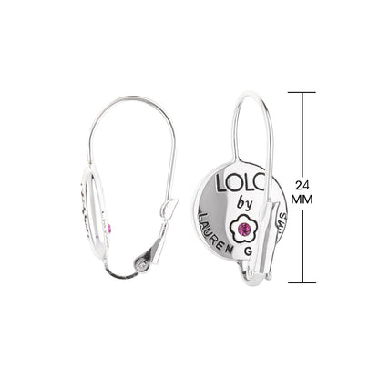 July Birthstone Color Earrings by Lauren G Adams, silver leverback hoops with pink gemstone charm 24mm on Tampa Home & Garden Store