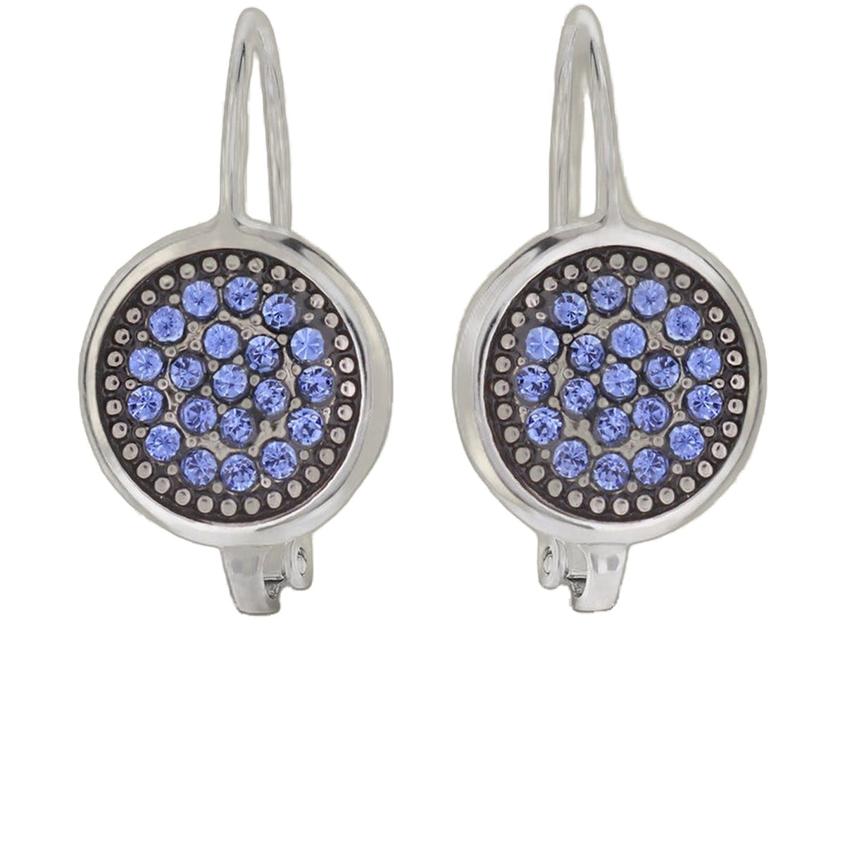 September Birthstone Color Earrings blue pave discs pair on Tampa Home & Garden Store