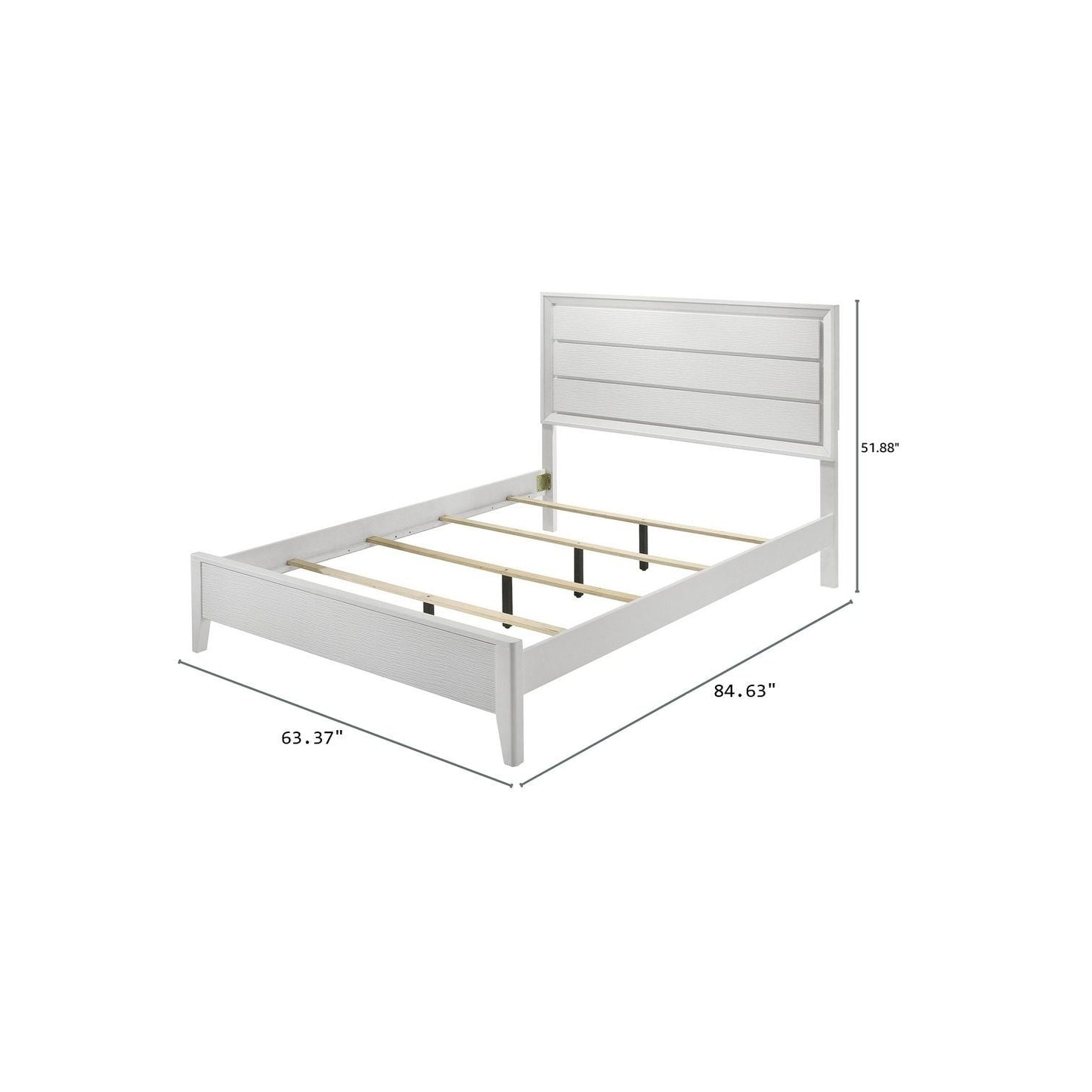 Modern Solid Wood Bed and Wave Headboard Set