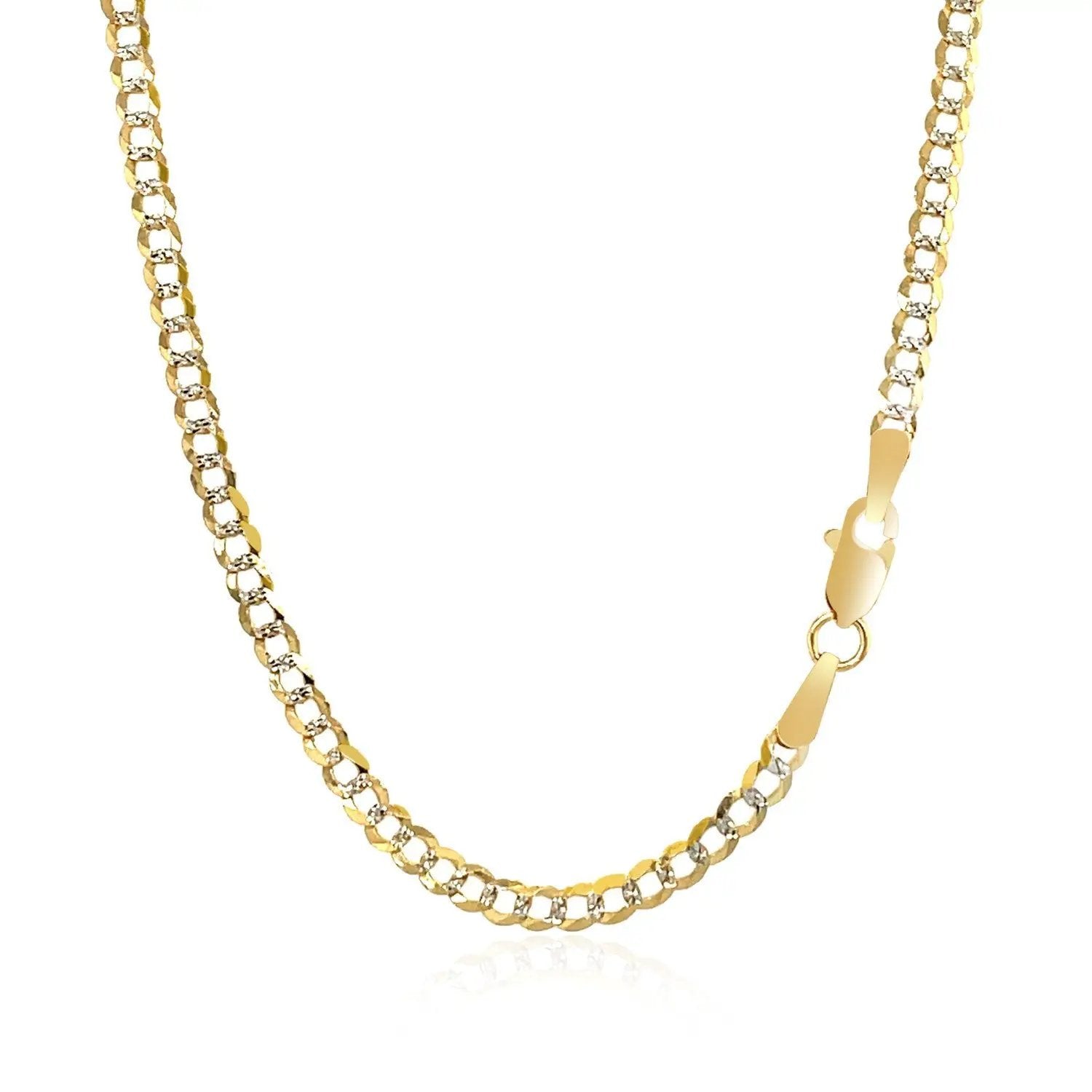 2.6 mm 14k two-tone gold pave curb chain necklace with pavé stones on Tampa Home & Garden Store