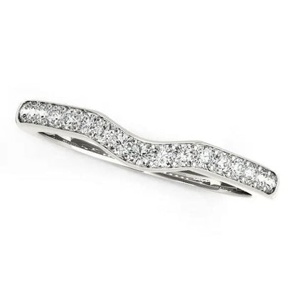 14k white gold curved wedding ring with pave diamonds along the contoured band 1/4 cttw on Tampa Home & Garden Store