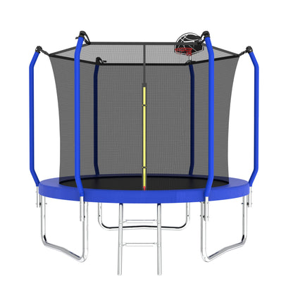 Outdoor Backyard Trampoline and Basketball Hoop