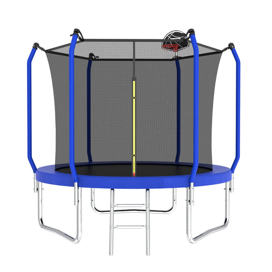 Outdoor Backyard Trampoline and Basketball Hoop