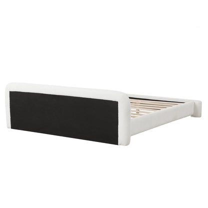 White Boucle Upholstered Bed for Modern Rooms
