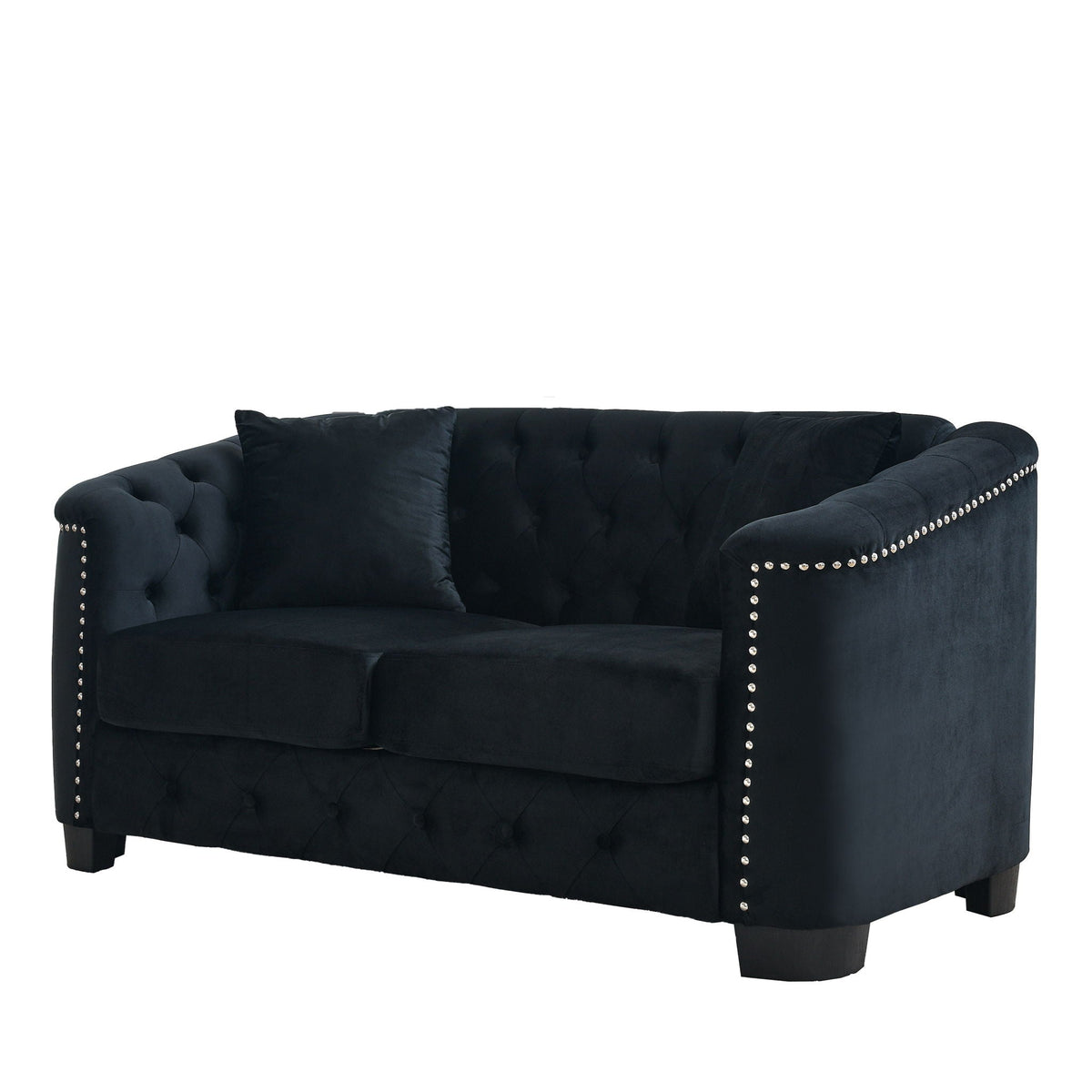 Modern Chesterfield Sofa black velvet with tufted backrest by HouseOfZazla on Tampa Home & Garden Store