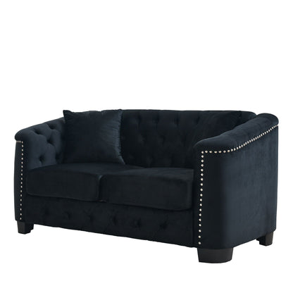 Modern Chesterfield Sofa black velvet with tufted backrest by HouseOfZazla on Tampa Home & Garden Store