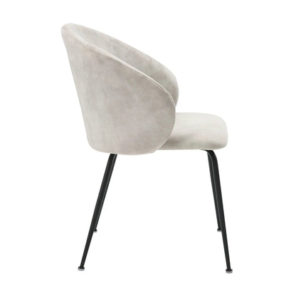 Velvet Side Chairs Set With Metal Legs Beige