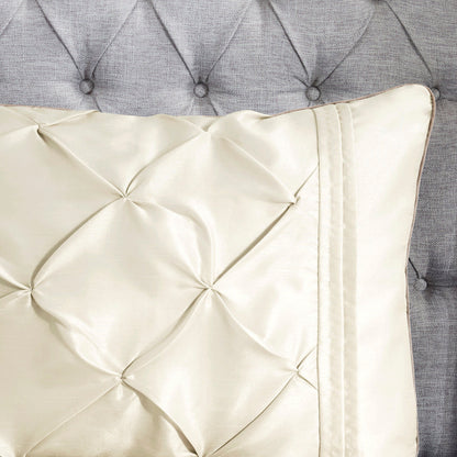 7 Piece Ivory Tufted Comforter Set For A Full Bed