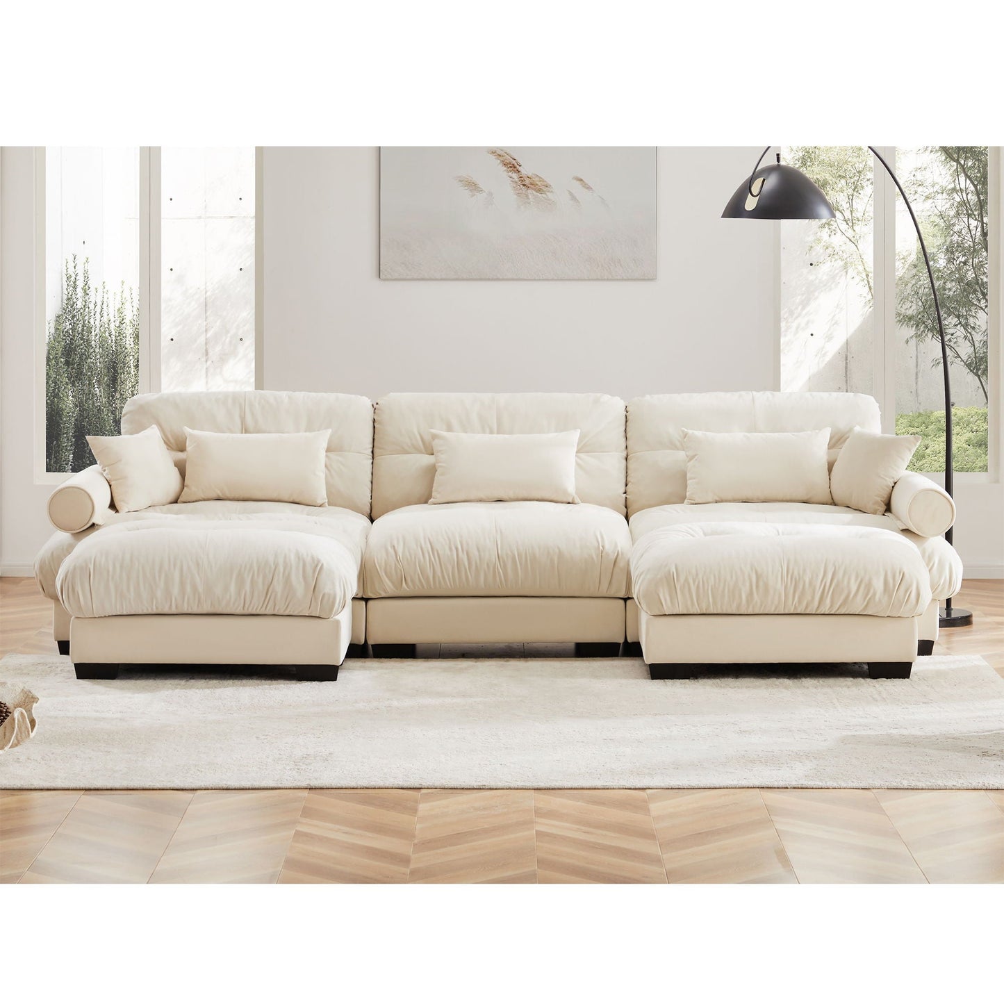 Oversized Modular Sofa with Movable Ottoman
