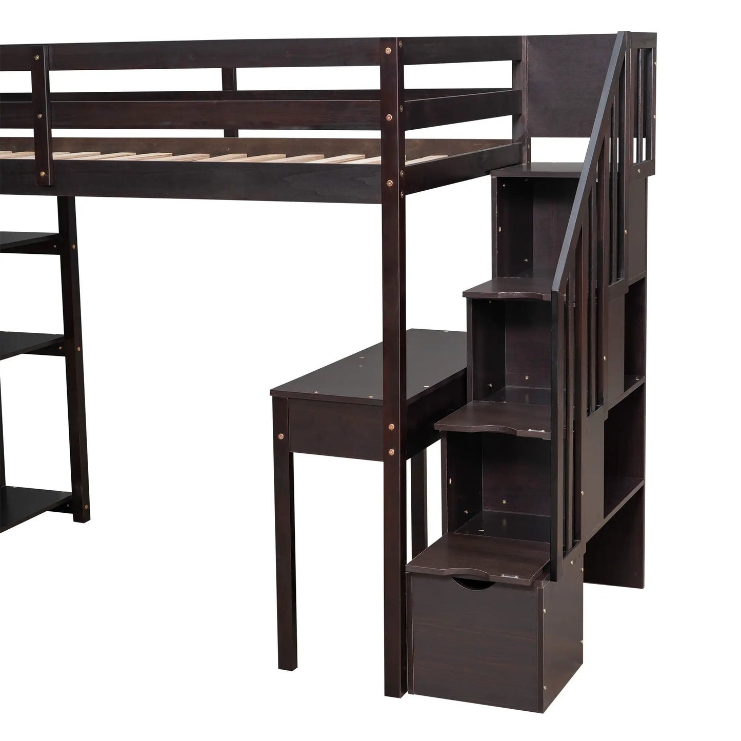 Loft Bed with Storage Drawers Desk and Stairs