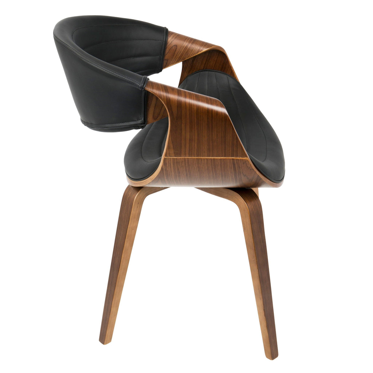 Mid-Century Modern Dining Chair with Bent Wood Legs, black upholstered seat on Tampa Home & Garden Store