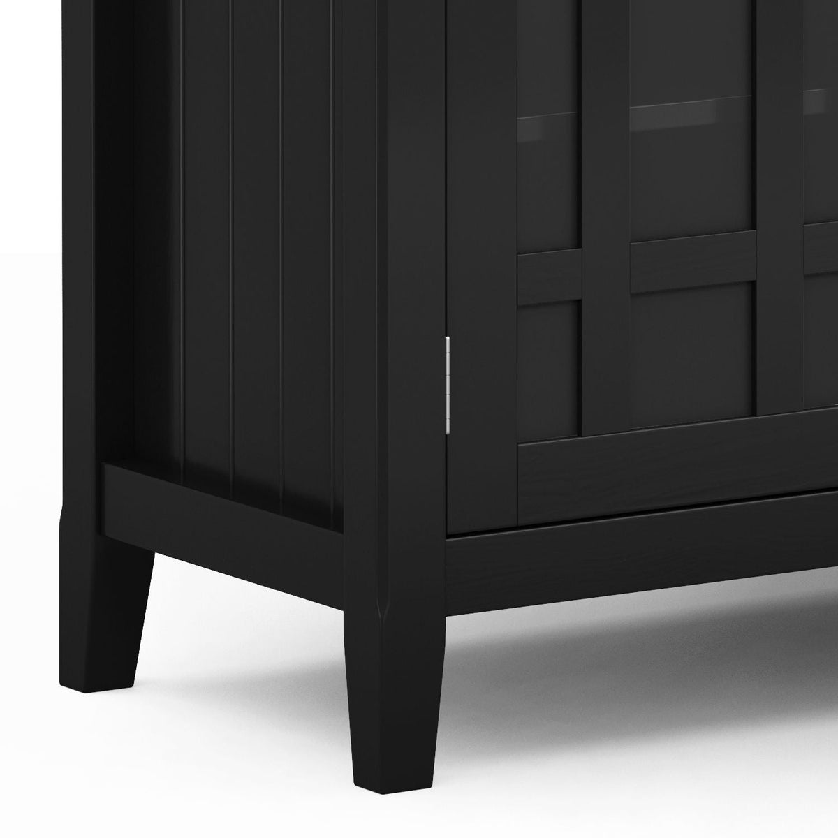 Handcrafted Tall TV Media Stand Solid Wood in black with vertical panels and tapered legs on Tampa Home & Garden Store