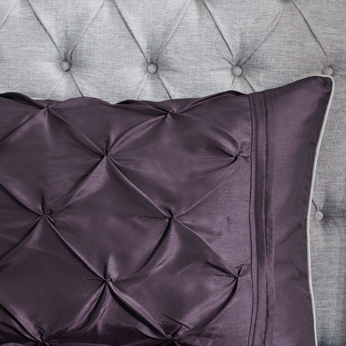 7 Piece Tufted Comforter Set on a King Bed