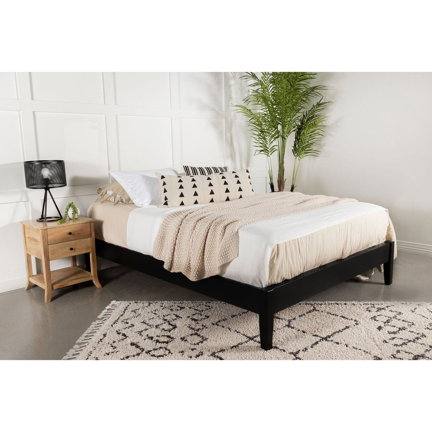 Ridgeview Queen Storage Panel Bed Black by HouseOfZazla, low-profile frame on Tampa Home & Garden Store