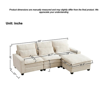 Beige L-shaped sectional with movable ottoman, 2-pc living set Unique Piece Furniture on Tampa Home & Garden Store