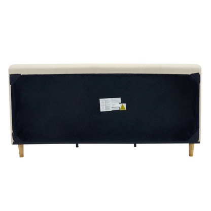 Beige Chunky Upholstered Headboard Cal King Bed
