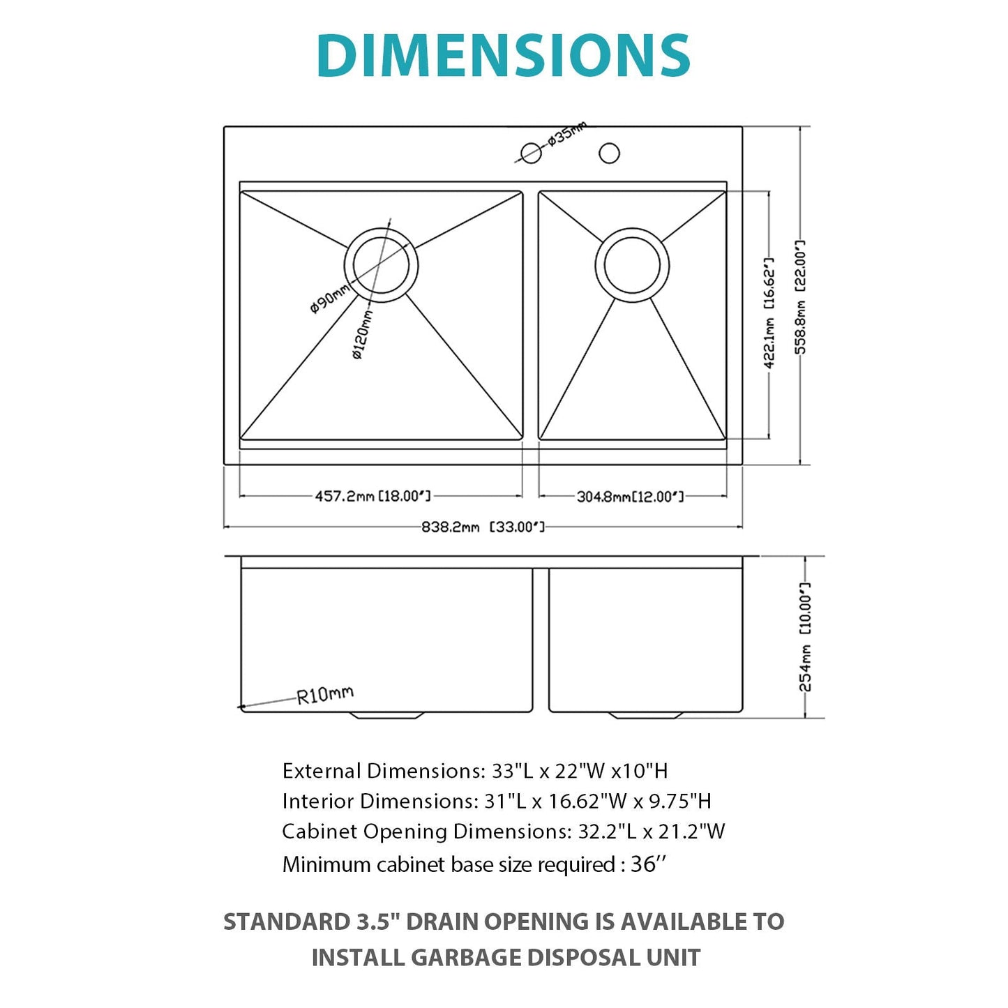 Top Mount Drop In Double Bowl Kitchen Sink With A