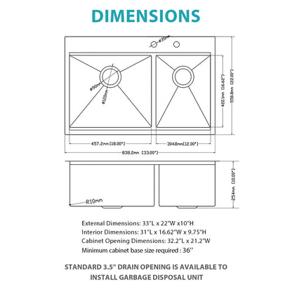 Top Mount Drop In Double Bowl Kitchen Sink With A