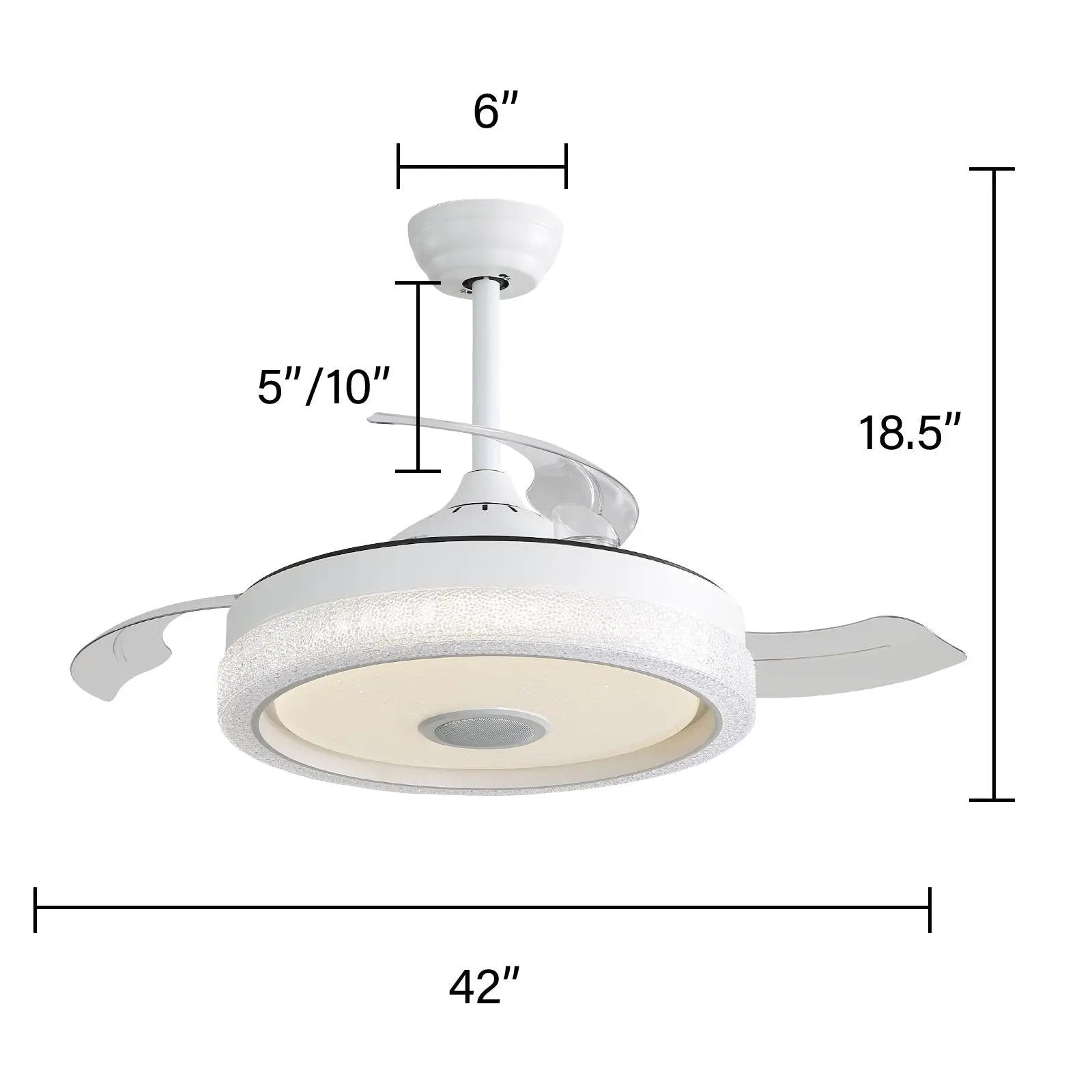 White ceiling fan with 3 blades, DC motor, remote, 36W LED light, 42-inch span on Tampa Home & Garden Store