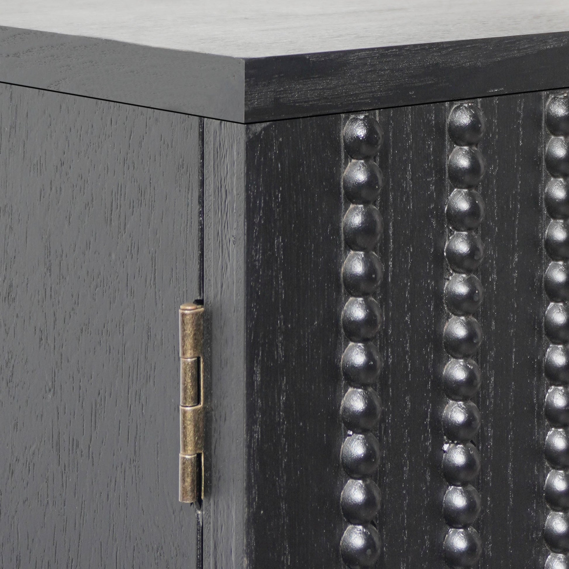 HouseOfZazla modern black wood storage cabinet with decorative door beadboard texture on Tampa Home & Garden Store