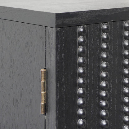 HouseOfZazla modern black wood storage cabinet with decorative door beadboard texture on Tampa Home & Garden Store