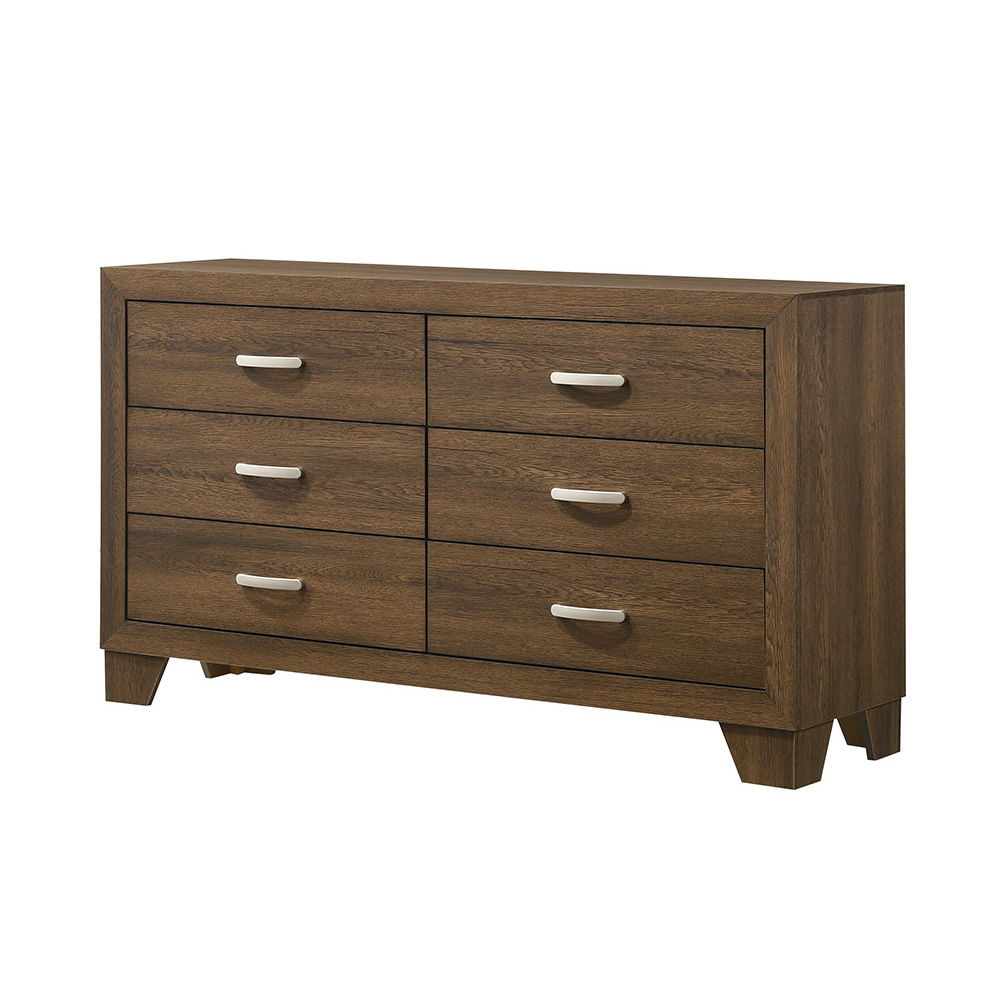 Miquell Oak Dresser with six drawers, oak finish, silver handles by HouseOfZazla on Tampa Home & Garden Store