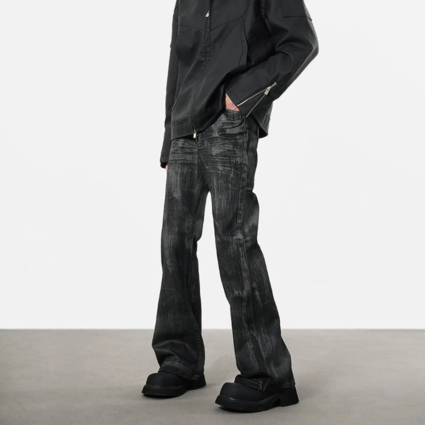 Retro Heavy Wax-coated Dirty Dyed Straight Loose Jeans dark wash by FLIPSTYLEZLLC on Tampa Home & Garden Store
