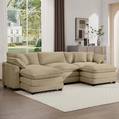 Modern oversized modular sofa with ottoman in beige fabric, deep seating Unique Piece Furniture on Tampa Home & Garden Store