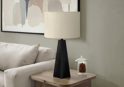 Table lamp resin black modern base with beige linen shade by HouseOfZazla on Tampa Home & Garden Store