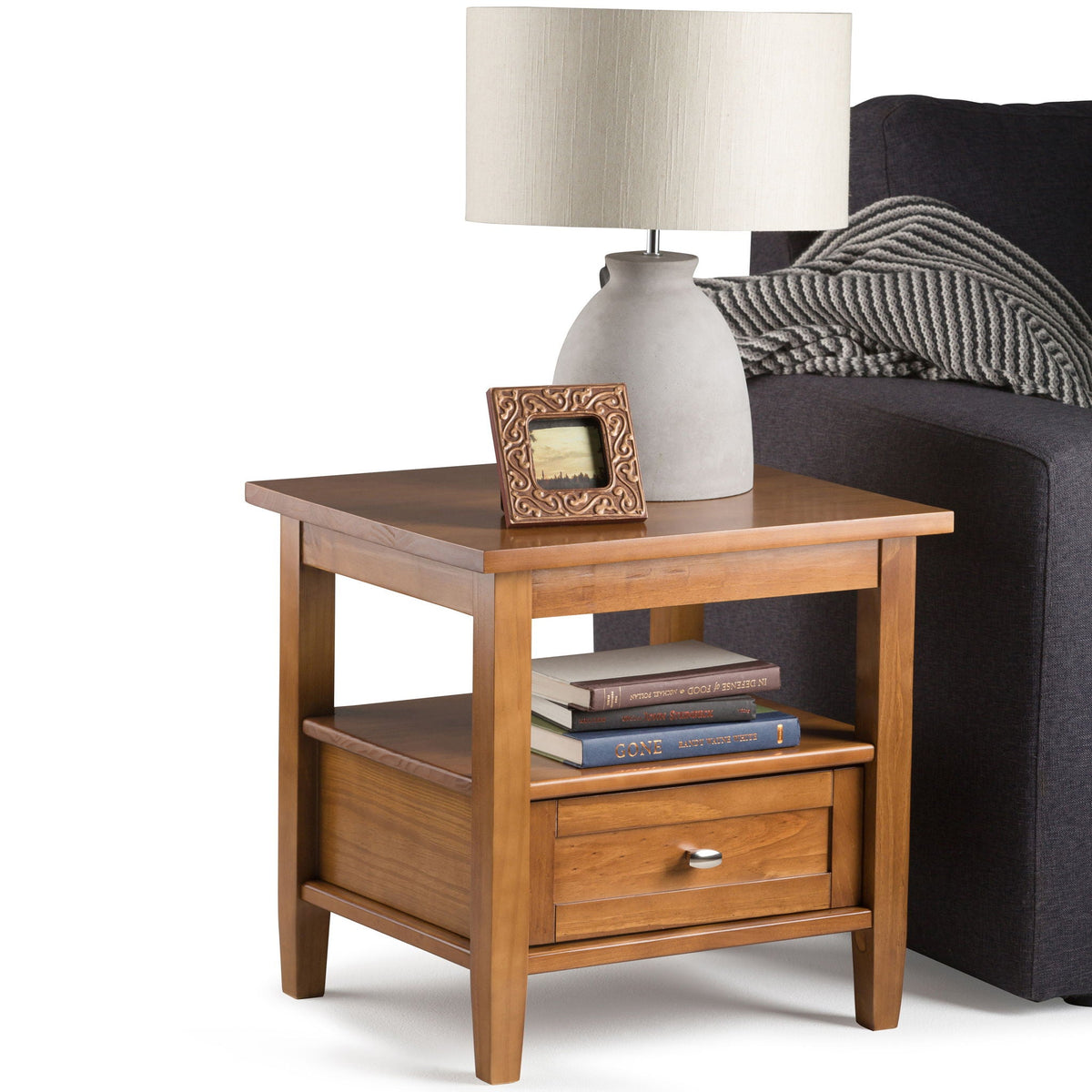Warm Shaker coffee table with drawer and shelf in honeyed wood on Tampa Home & Garden Store