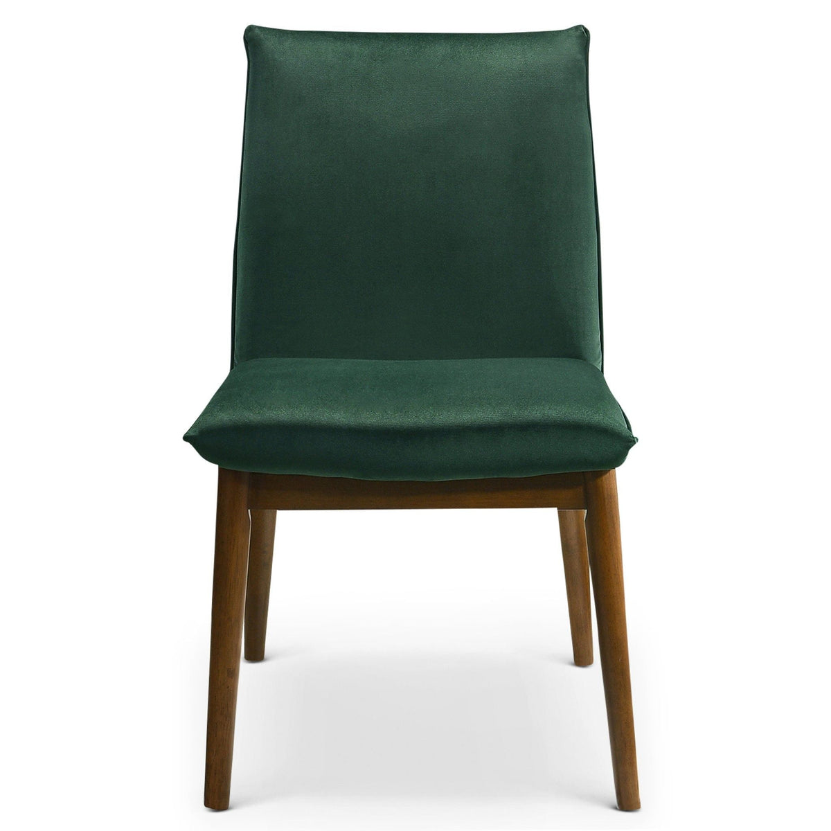 Monza Contemporary Dining Chair with solid wood frame in dark green upholstery on Tampa Home & Garden Store