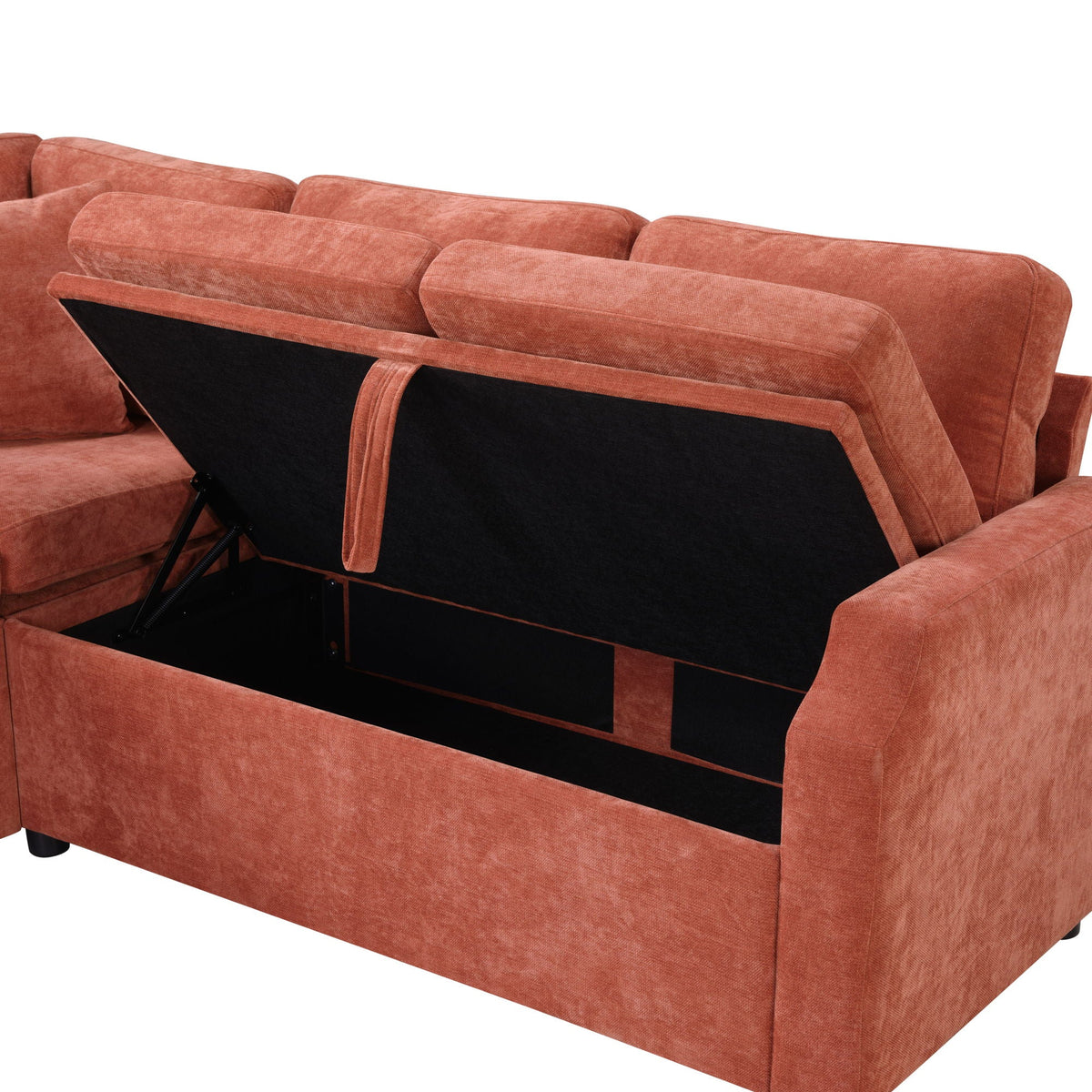 HouseOfZazla sleeper sectional sofa bed in terracotta upholstery with hidden storage on Tampa Home & Garden Store