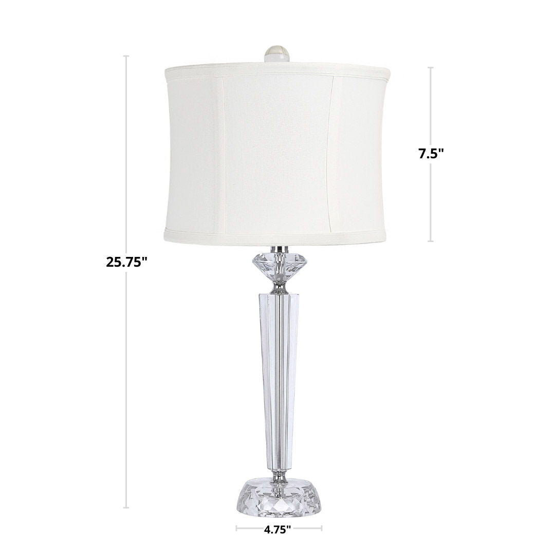 Diamond Torch Crystal Table Lamp set of 2 with clear stem and off-white shade, nickel on Tampa Home & Garden Store