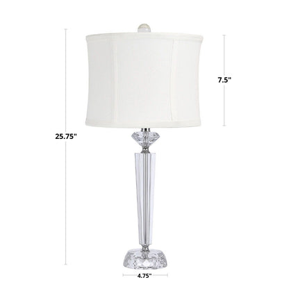 Diamond Torch Crystal Table Lamp set of 2 with clear stem and off-white shade, nickel on Tampa Home & Garden Store