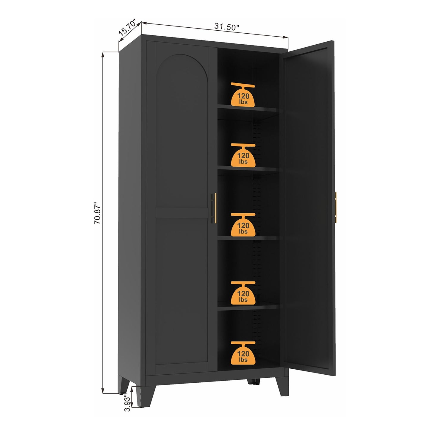 Shapely Doors Cabinet metal storage wardrobe with doors and adjustable shelves in dark gray on Tampa Home & Garden Store