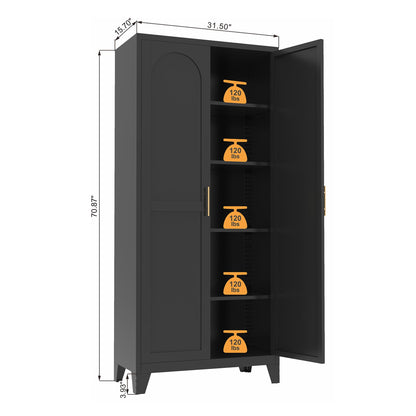 Shapely Doors Cabinet metal storage wardrobe with doors and adjustable shelves in dark gray on Tampa Home & Garden Store