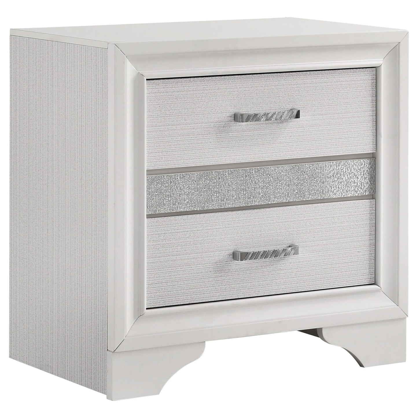 Corbin glittering bedroom dresser by HouseOfZazla with silver textured fronts and chrome pulls on Tampa Home & Garden Store