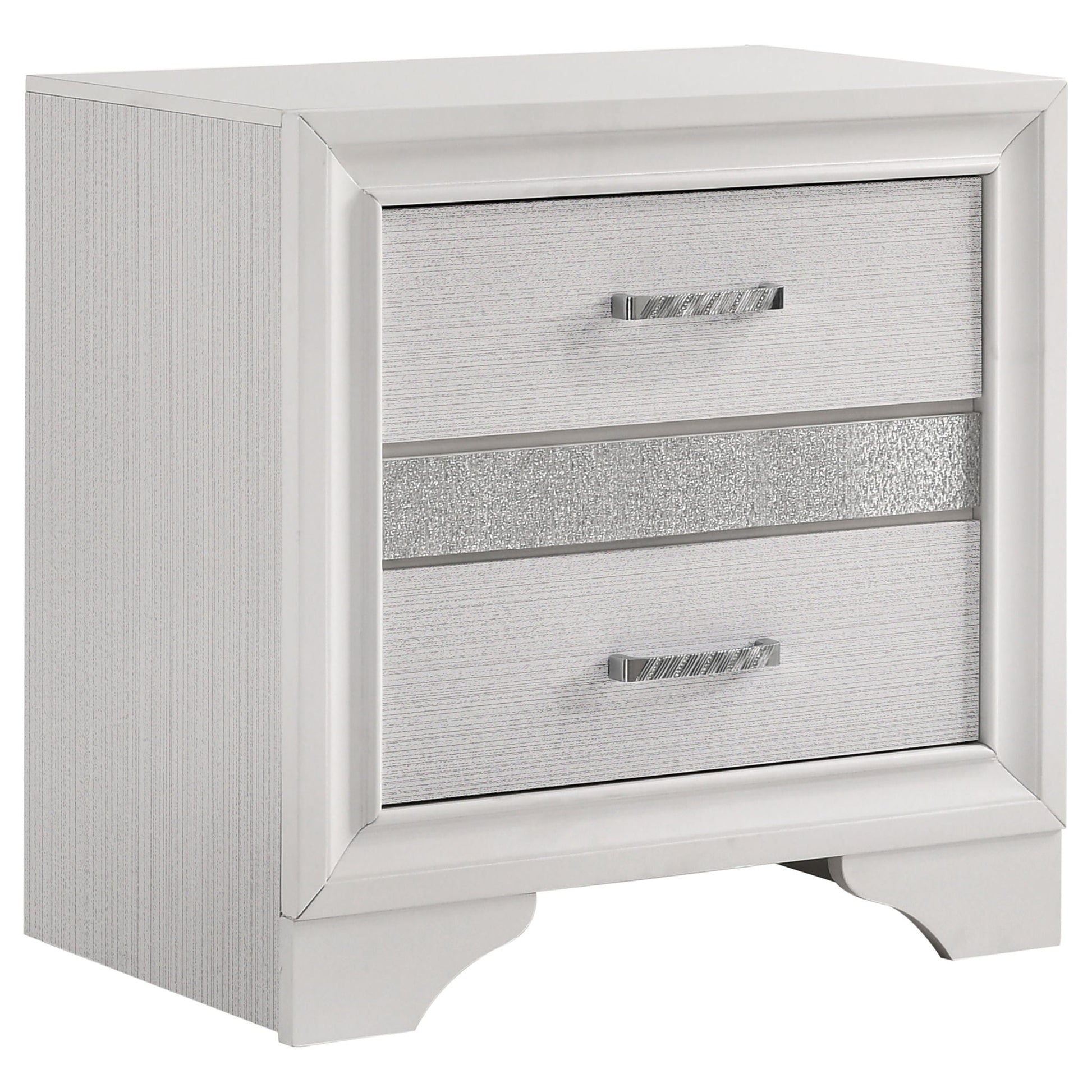 Corbin glittering bedroom dresser by HouseOfZazla with silver textured fronts and chrome pulls on Tampa Home & Garden Store