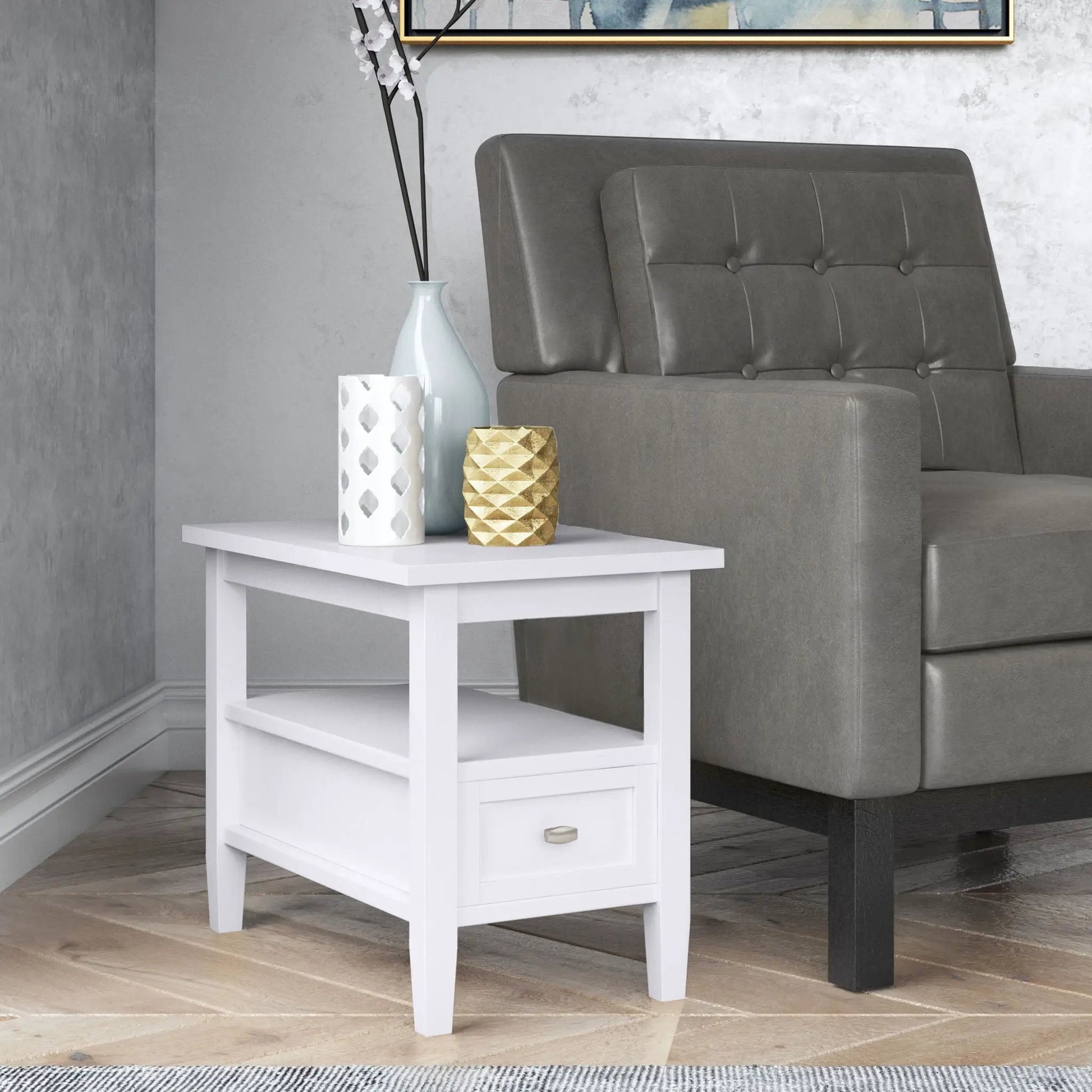 Warm Shaker Handcrafted Coffee Table white finish with open shelf and drawer on Tampa Home & Garden Store